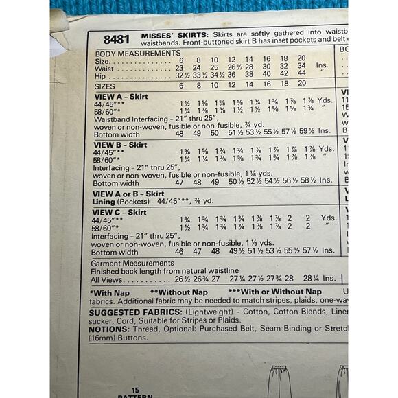 McCalls 8481 Sewing pattern A line skirt midi size 18 - Picture 4 of 6